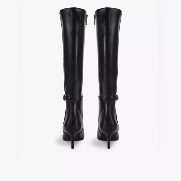Kurt Geiger Black Leather Knee-High Kitten Heel Boots EU 38.5 / US 8.5 NEW - Picture 3 of 9